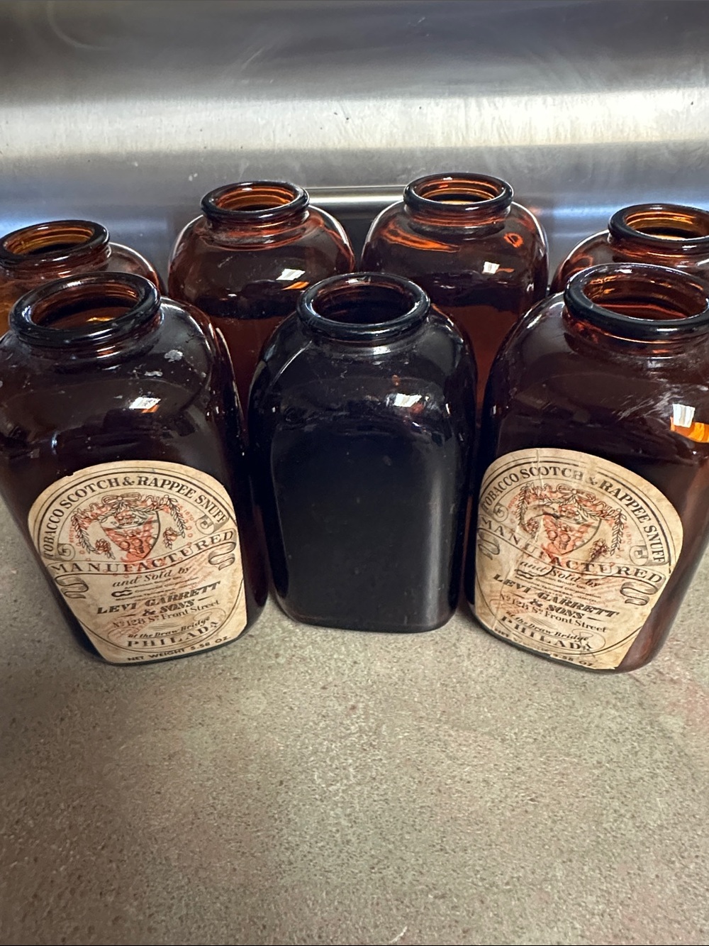 Vintage Amber Glass Apothecary Snuff Bottles – Set of 7